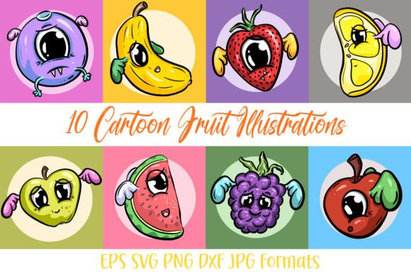 10 Cartoon Fruits with Wings Logo Mascot: A Fresh Collection