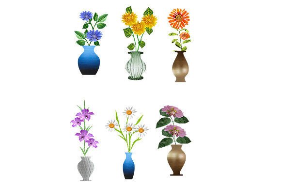 A Set of Flowers in a Vase: Clipart for Creative Projects