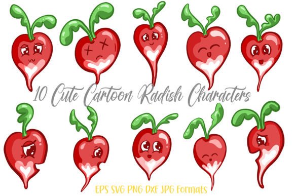 Adorable Design Assets: Radish Cartoon Kawaii SVG PNG
