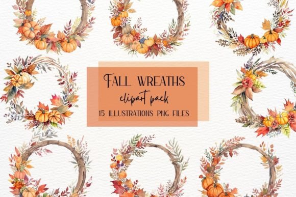 Autumnal Charm: Watercolor Fall Wreaths for Your Creative Projects