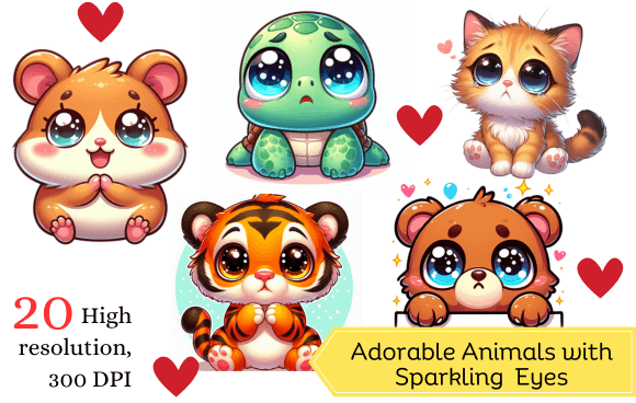 Charming Cute Creatures with Sparkling Eyes for Creative Projects
