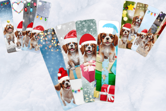 Christmas Puppy Bookmarks Set Printable: Holiday Design Assets
