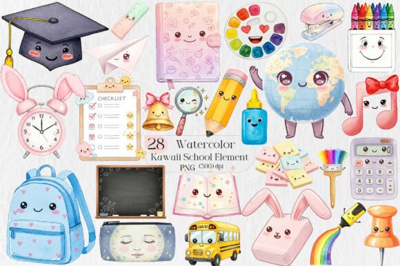 Cute Kawaii School Element Png: Your Toolkit for Joyful Design