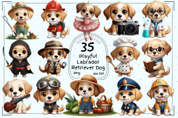 Cute Labrador Retriever Jobs Clipart for Creative Projects