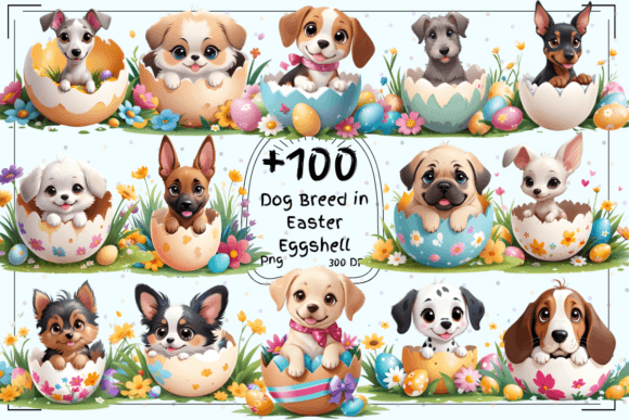Easter Canine Extravaganza: 100 Dog Breed Clipart Collection