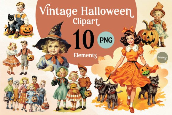 Vintage Halloween Cliparts PNG: Spooky Elegance for Designers