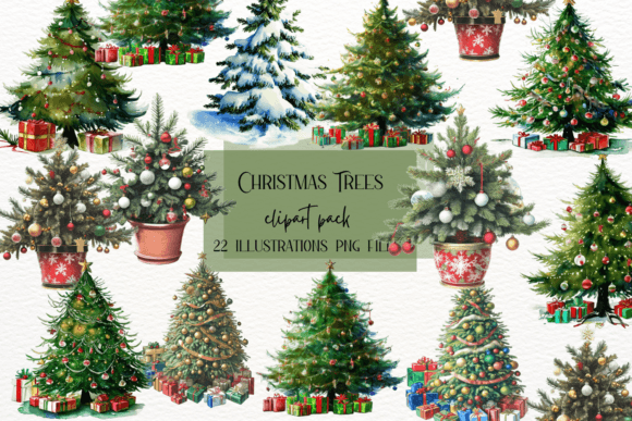 Watercolor Collection of Christmas Trees: A Festive Design Toolkit