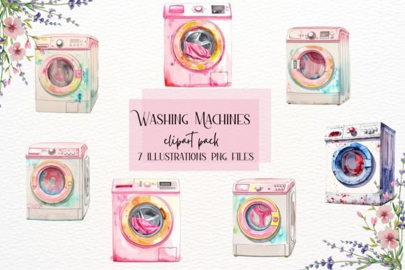 Watercolor Washing Machines Collection: Art for Modern Projects